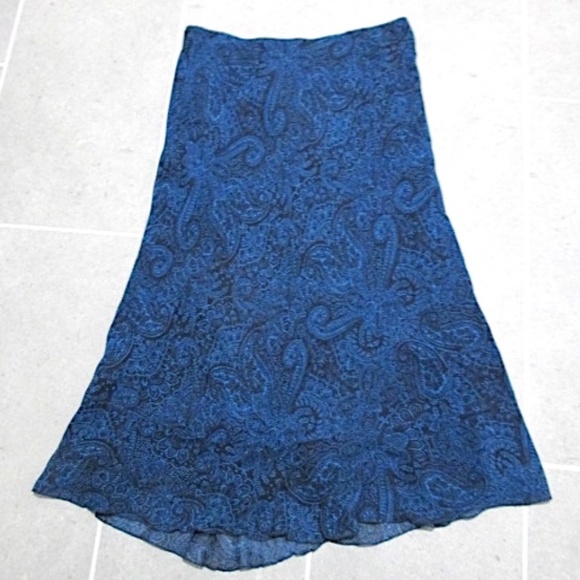 Sundance Sheer Teal Paisley Midi Skirt, Size 14 - Picture 5 of 7